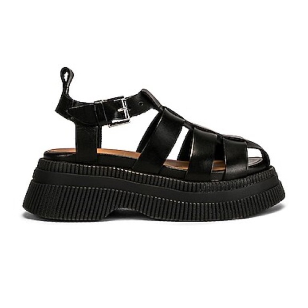 GANNI I Leather Black Creeper Sandal I Size EU 41 
US 11